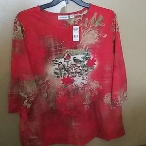COPY - Winter Bird Scene RhinestonesTunic Top 2x NWT